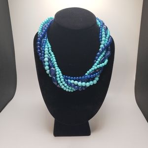 Chunky Blue Bead Necklace